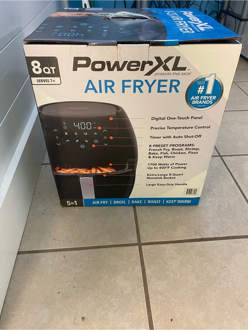 Power XL 8QT Black Air Fryer - Digital One-Touch Panel. New in Box